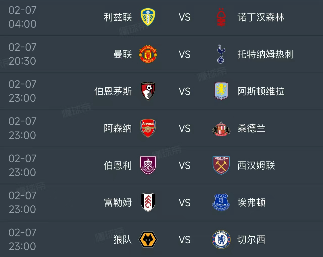 hth-英超第25轮明天2月7日赛程：曼联PK热刺，阿森纳PK桑德兰